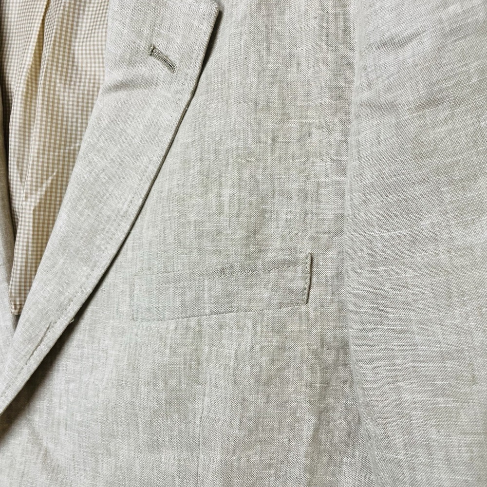 Alan Flusser Blazer Sport Coat Linen Rayon Blend Unlined Beach Cream Beige Men L